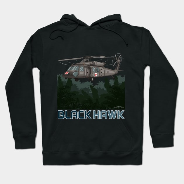 Black Hawk Tactical Helicopter Military Armed Forces Novelty Gift Hoodie by Airbrush World